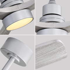 52 Inch Ceiling Fan with Lights, Low Profile Flush Mount Mordern Wood