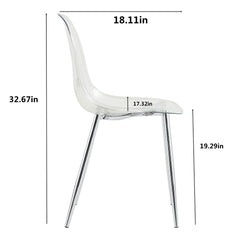 Modern minimalist transparent dining chair, plastic chair, armless