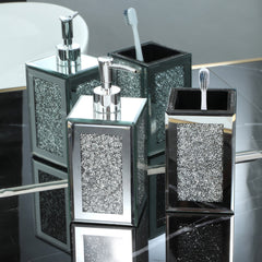 Square Soap Dispenser and Toothbrush Holder in Gift Box, Silver