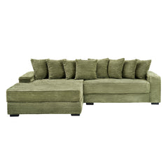 111.4 'Green flannelette sofa, elegant shelter choice - living room,