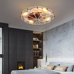 Low Profile Caged Ceiling Fan with Lights Remote Control, Embedded