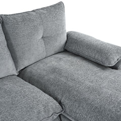 U-Shaped Chenille Sectional Sofa with Adjustable Armrest Pillows -