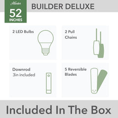 Fan Company 53089 Builder Deluxe Indoor Ceiling Fan with LED Light and