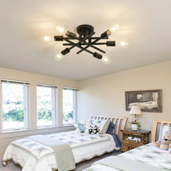 6-Lights Semi Flush Mount Ceiling Light Fixture 2-Pack Black Vintage
