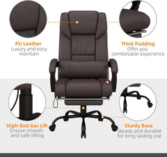 High Back Massage Office Chair with 6 Vibration Points, PU Leather