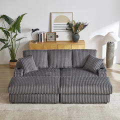 84Inch Corduroy 3-seater sofa With 3 back pillows ,2 toss pillows , a