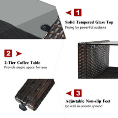 4 Pieces Patio Rattan Sofa Set Free-Combination with Cushion and