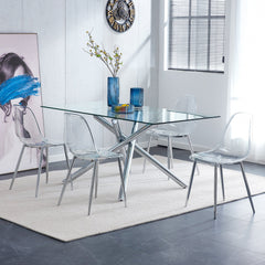 Modern minimalist transparent dining chair, plastic chair, armless