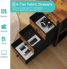 55 Inch Computer Desk with 4 Fabric Drawers & Storage Shelves, Writing