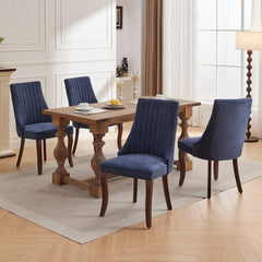 Linen Dining Chairs Set of 4,Comfy Fabric Upholstered Accent Chairs