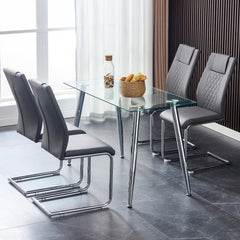 Modern Dining Chairs with Faux Leather Padded Seat Dining Living Room