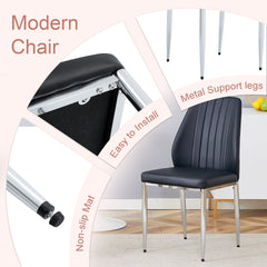 Set of Four Black PU Comfort Dining Chairs (17.7'x25').Dining chair