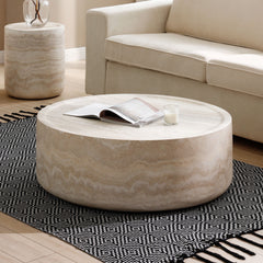 31.49''  Faux MARS Pattern Coffee Tables for Living Room Round Tea