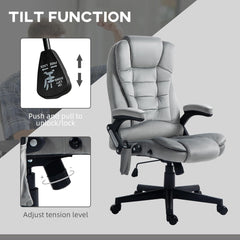 Heated Massage Office Chair, Reclining Velvet, Gray