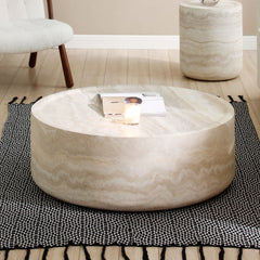 31.49''  Faux MARS Pattern Coffee Tables for Living Room Round Tea
