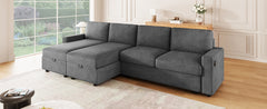 Modern Convertible Sectional Sofa with Storage Chaise Lounges and USB
