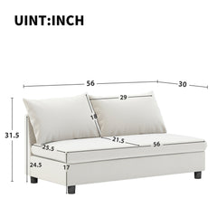 Loveseat Module for Modular Sectional Sofa,Chenille,Minimalist Style,2