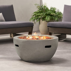 27' Bowl Shaped MGO Propane Fire Pit 40000 BTU, Light Grey (Tank Cover