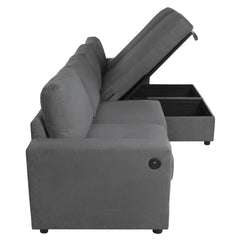 Modern Convertible Sectional Sofa with Storage Chaise Lounges and USB