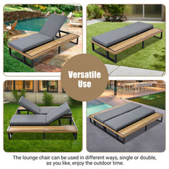 Outdoor Chaise Lounge Chair Set of 2 with 5-Position Adjustable