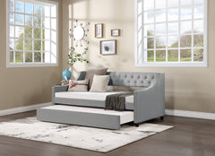 Twin Size Upholstered Daybed with Trundle,Sturdy Wood Bedframe w/