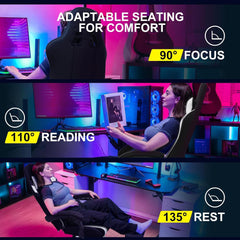Gaming Chair, Computer Chair with Footrest and Lumbar Support, Height