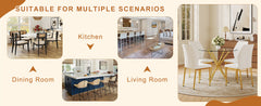 4-Piece Dining Set with 36.6'' Round Tempered Glass Table & White-Gold