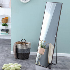 3rd generation gray solid wood frame full length mirror, dressing