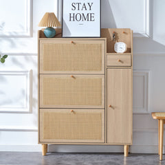 Modern minimalist storage cabinet, Japanese rattan shoe cabinet, bed