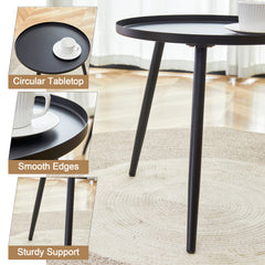 Modern 3-Piece Set: 17.7' Anti-Spill Round Coffee Table + 2 Rattan