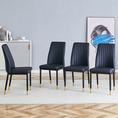 A set of 4 dining chairs, black dining chair set, PU material high