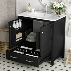 30  Gray Bathroom Vanity With Single Sink, Combo Cabinet Undermount