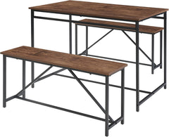 3 Piece Dining Room Table Set 43 Inch Kitchen Table with Two Benches