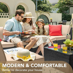 7 Pieces Outdoor Sectional Sofa Patio Furniture Sets Manual Weaving