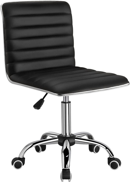 Mid Back Task Chair, Low Back Leather Swivel Office Chair, Vanity