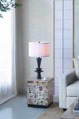 D15x26.7' Black Aluminum Table Lamp with Two Varying Round Accents and