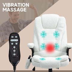 6 Point Vibrating Massage Office Chair with Heat, Velvet High Back