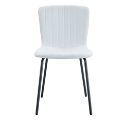 Luxury Minimalist Dining Chairs Set of 4 with Black Metal Legs, White