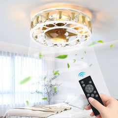 Caged Ceiling Fan with Lights Remote Control,Semi -embedded Modern