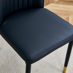 A set of 4 dining chairs, black dining chair set, PU material high