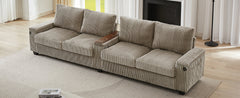 Modern 4-Seater Corduroy Sofa Couch with USB Ports, Hidden Storage