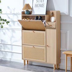 Modern minimalist storage cabinet, Japanese rattan shoe cabinet, bed