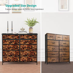 TV Stand Dresser for Bedroom, Tall Fabric Drawer Dresser, Chest of