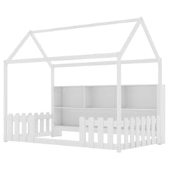 Twin Size House Bed with LED Light, Wood House Bed with Storage