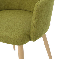 Classic Twist Dining Chair Set with Contoured Support in Green Fabric