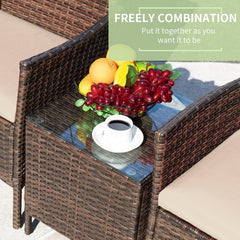 3 Pieces Patio Furniture Sets Outdoor PE Rattan Wicker Chairs with