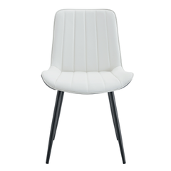 Modern Minimalist Dining Chair Set - Extended Seat Cushion, White/Dark