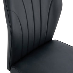 4 modern dining chairs with stylish PU patterned backrest and black