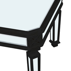 Silver Mirrored Coffee Table, Black Vintage Carved Wooden, Rectangle