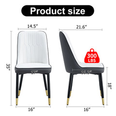 Modern Dual Tone Dining Chair with PU Leather Backrest and Black Metal
